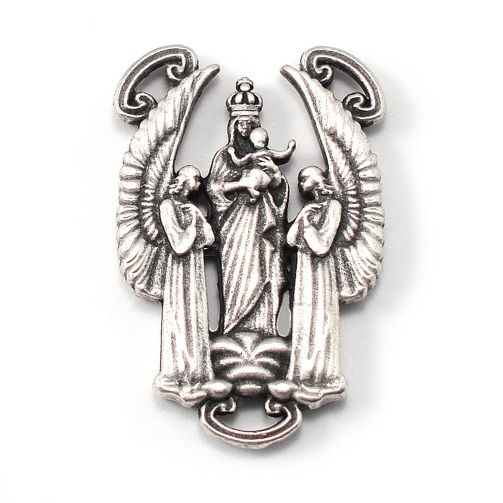 The Holy Mass Rosary with Oval Glass White Beads by Ghirelli