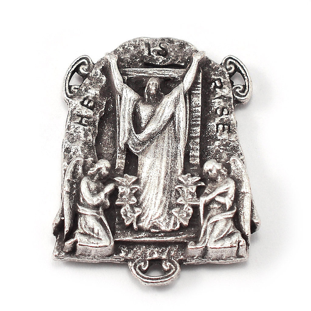 The Holy Mass Rosary with Oval Glass Black Beads by Ghirelli