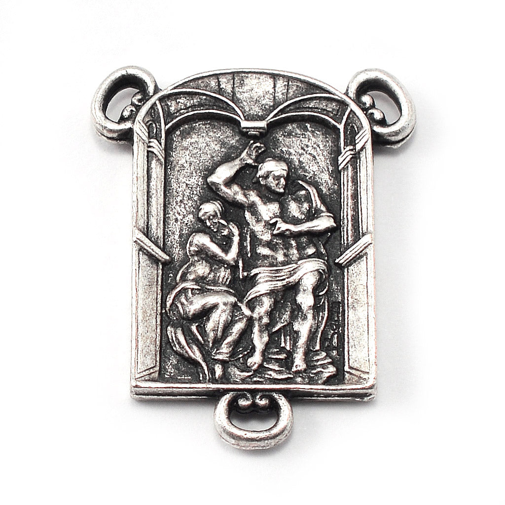 The Sistine Chapel Rosary in Silver with Black Crystal Beads
