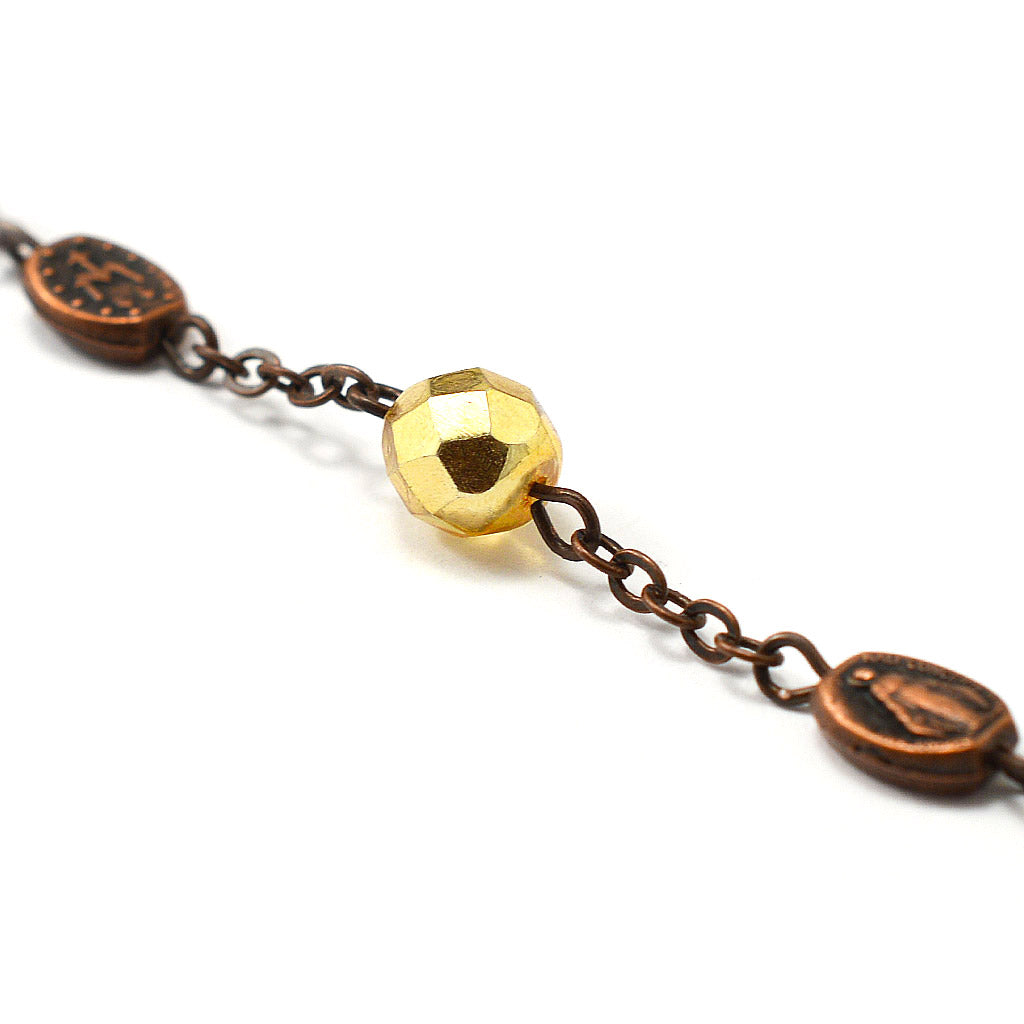 Miraculous Medal Rosary in Antique Copper