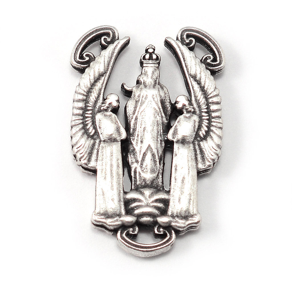 The Holy Mass Rosary with Oval Glass White Beads by Ghirelli