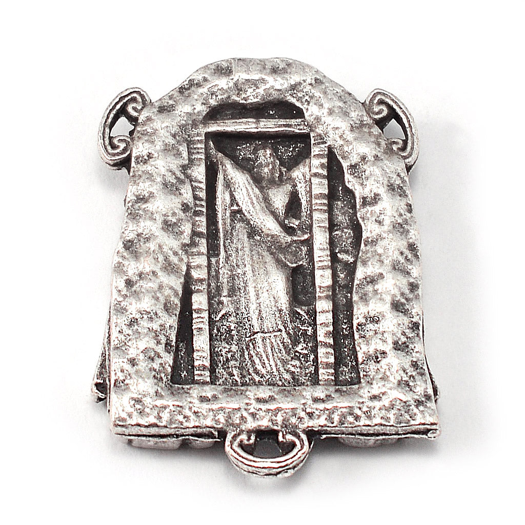 The Holy Mass Rosary with Oval Glass Black Beads by Ghirelli