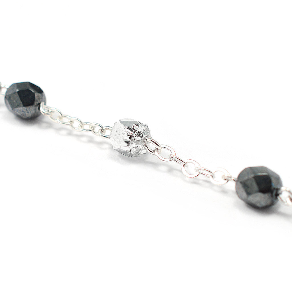 Rosaries for Men in Antique Silver with Faceted Beads