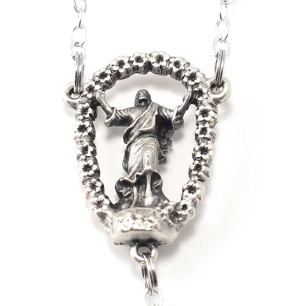 Classic Holy Easter Rosary with veined lilac Murano beads