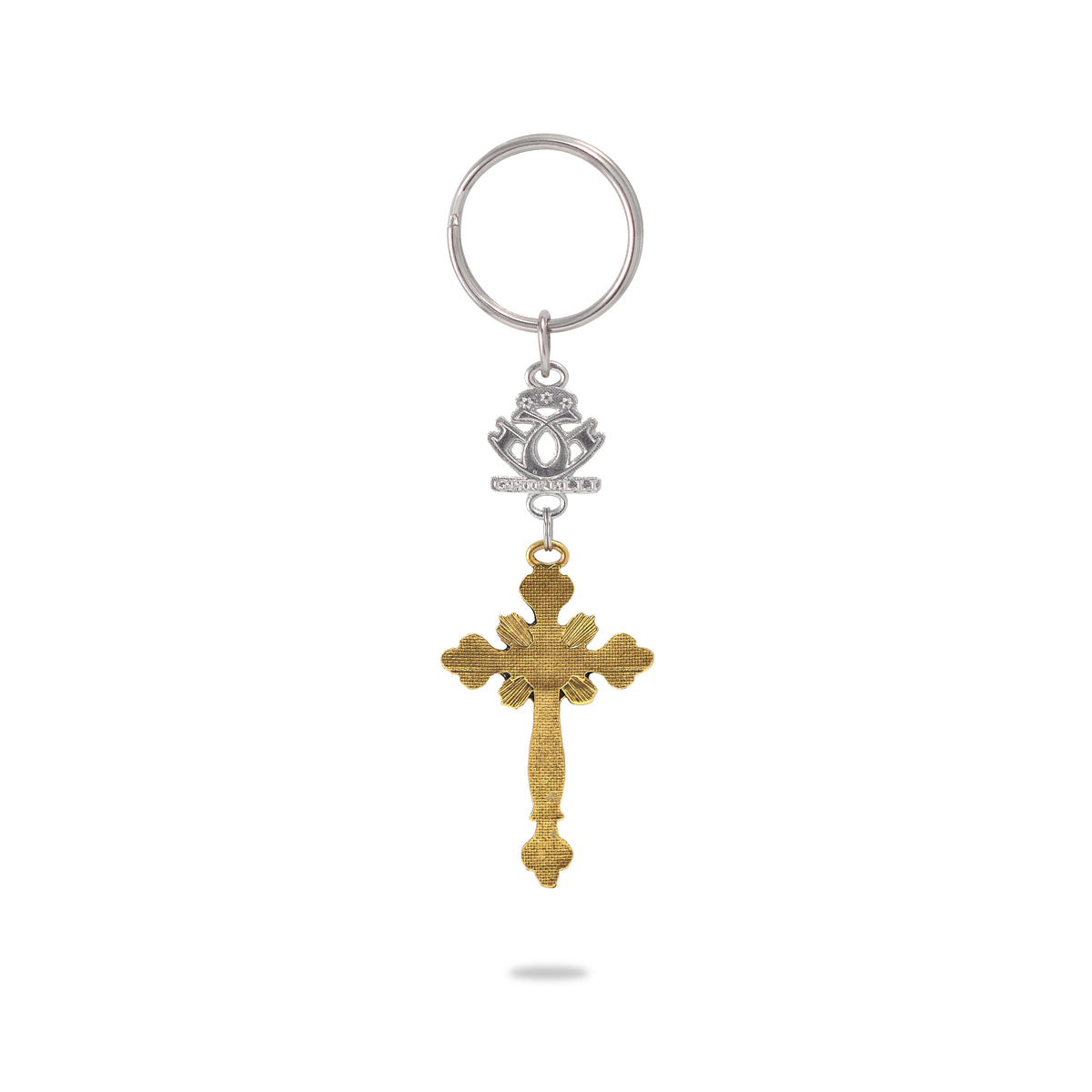 Eucharistic Ostensory Crucifix Key Chain antique gold finish