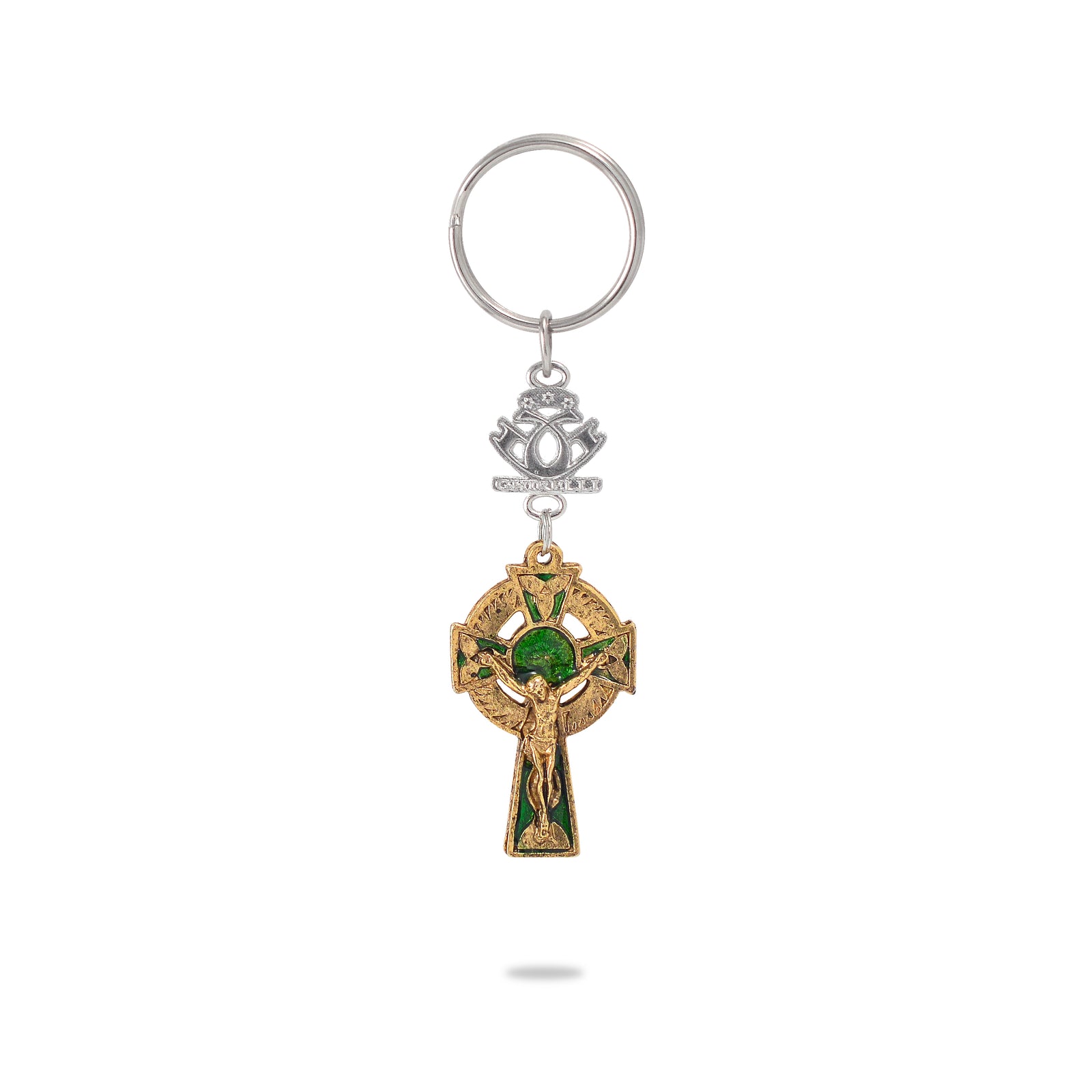 Celtic Crucifix Key Chain in antique gold finish