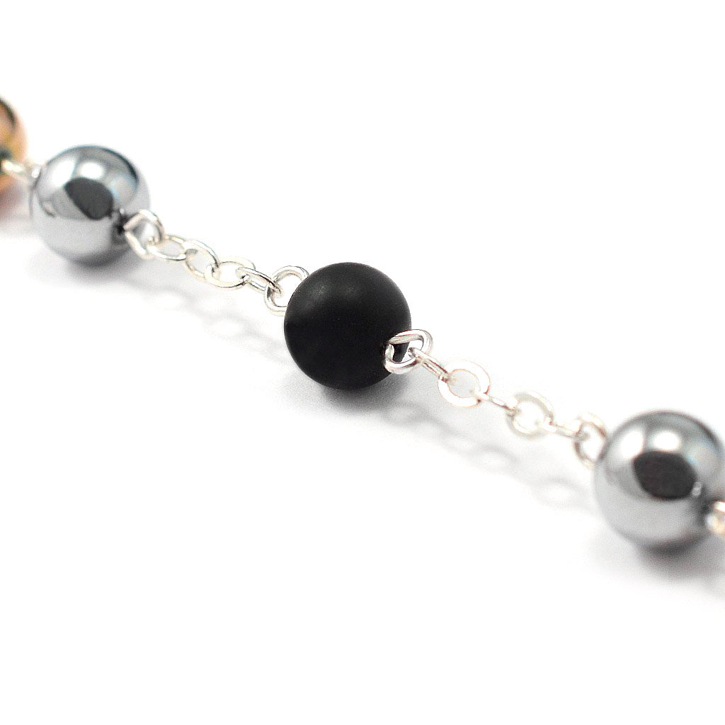 Saint Joseph Rosary in Copper, Silver &amp; Hematite